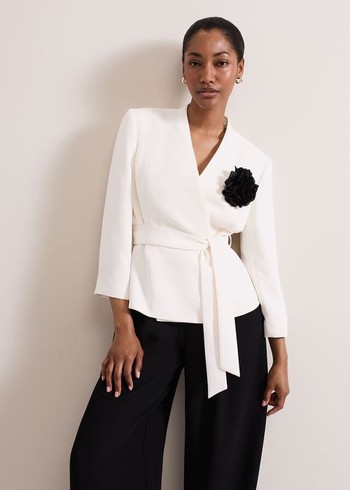 Phase Eight Sophin Ivory Corsage Coats White Canada | NIADTU-968